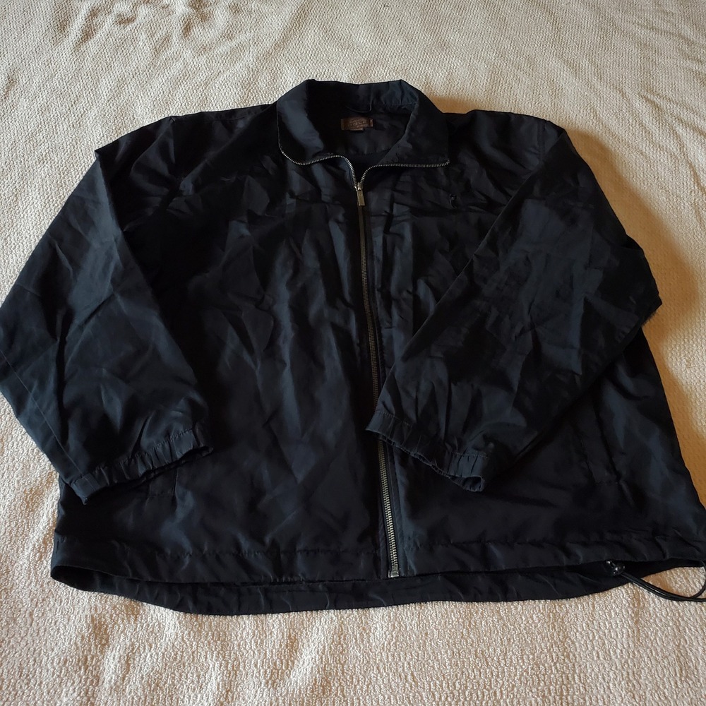 Tasso Elba Golf Mens Black Stow-Away Windbreaker Packable Jacket XL Large 27x31